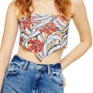 Topshop Scarf Bandeau Triangle Tie Top Tropical